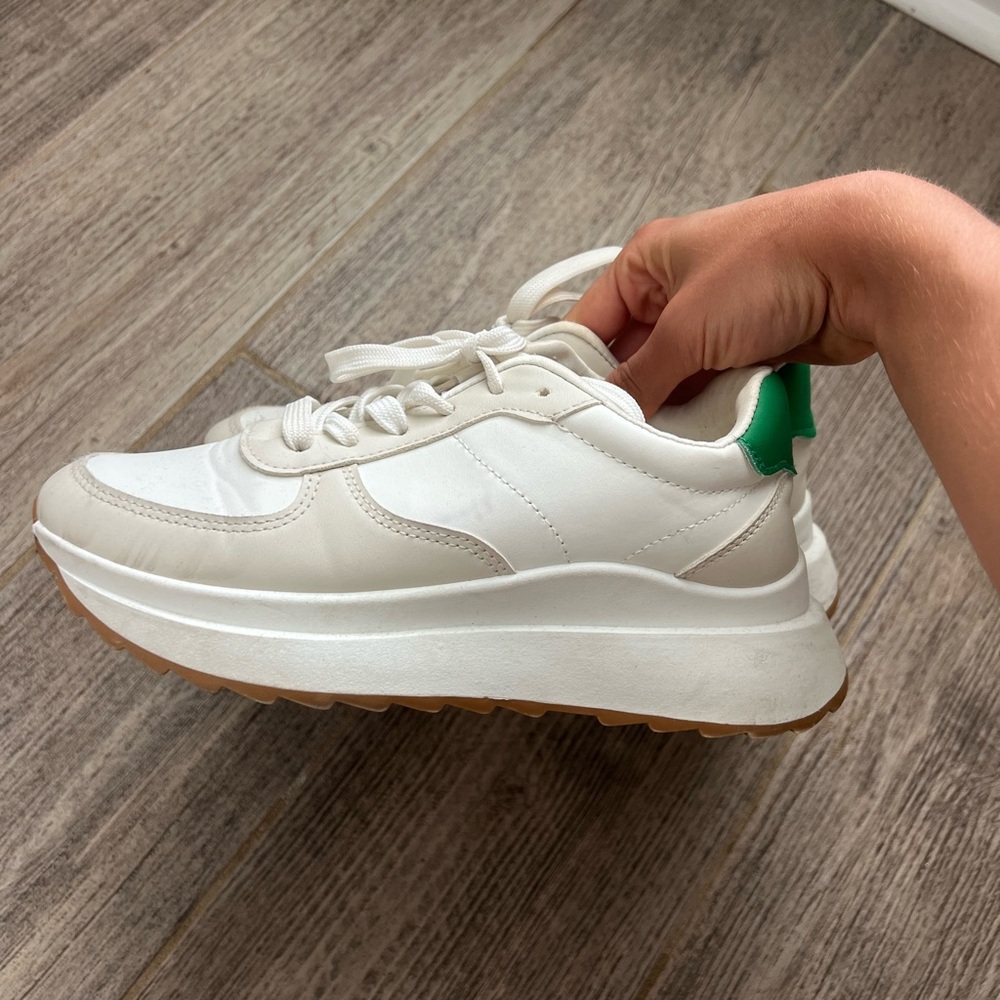White and Green Sneakers